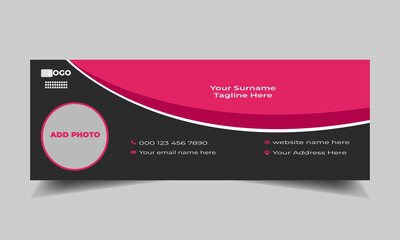 Corporate, Unique and professional email Signature template. Modern creative flat multipurpose
stylish business Email signature template design, With author photo place vector banner.
