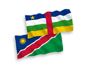 Flags of Central African Republic and Republic of Namibia on a white background