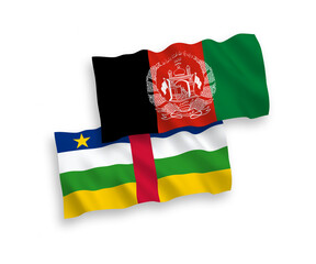 Flags of Central African Republic and Islamic Republic of Afghanistan on a white background