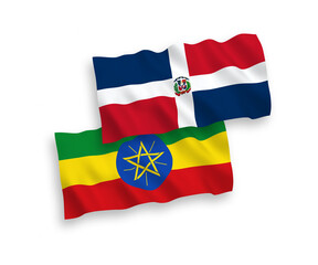 Flags of Dominican Republic and Ethiopia on a white background