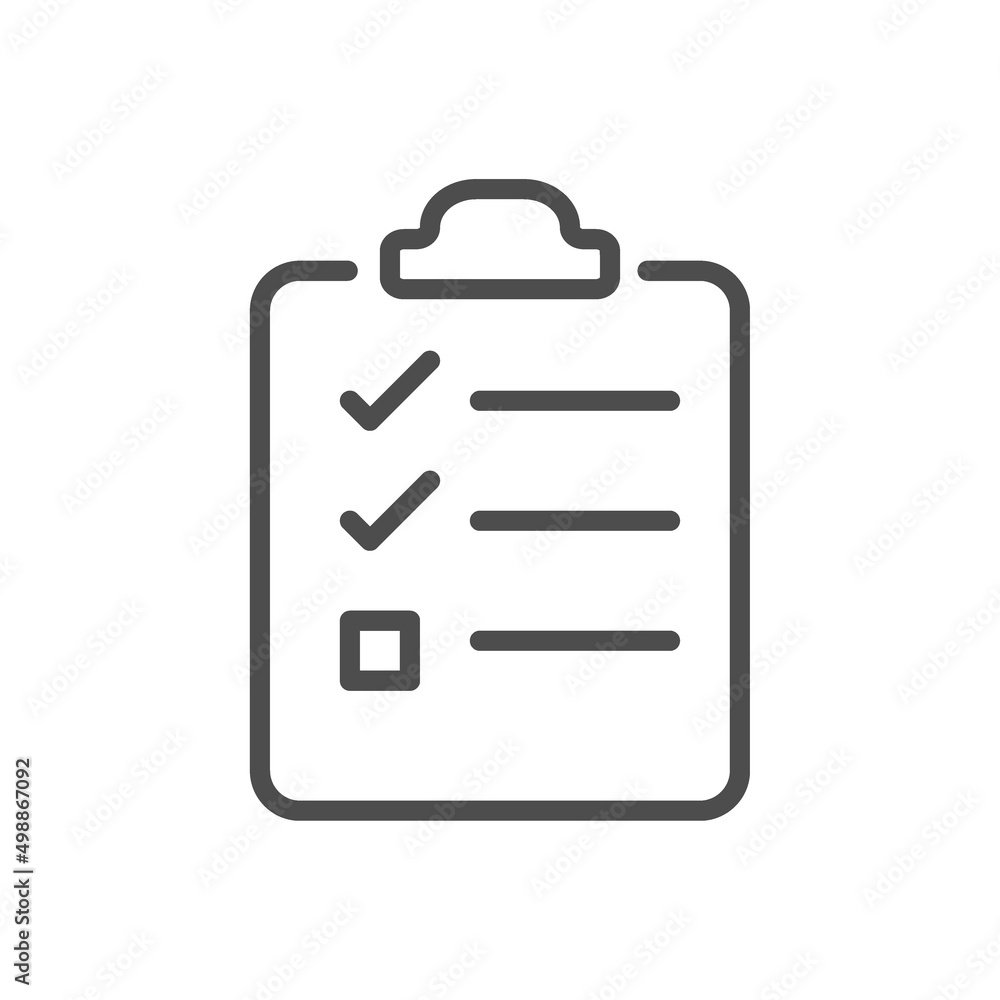 Poster checklist paper icon. business work check or to-do-list document icon. premium thin line vector illu