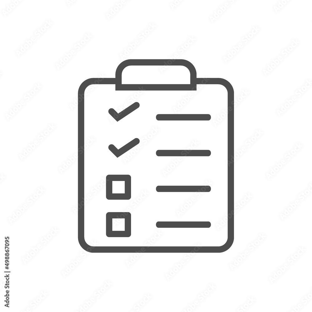Poster checklist paper icon. business work check or to-do-list document icon. premium thin line vector illu