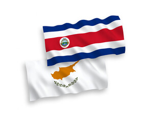 Flags of Cyprus and Republic of Costa Rica on a white background