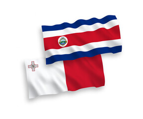 Flags of Malta and Republic of Costa Rica on a white background