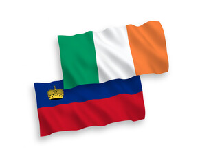 Flags of Ireland and Liechtenstein on a white background
