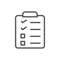Checklist paper icon. Business work check or to-do-list document icon. Premium thin line vector illustrator.