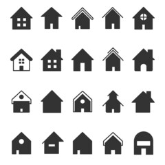 Set of home icon, Thin outline shape of house vector.