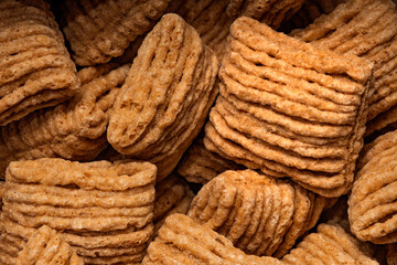 Oat Square Breakfast Cereal Close Up Group Macro