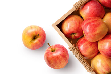 apples in box isolatd on white	