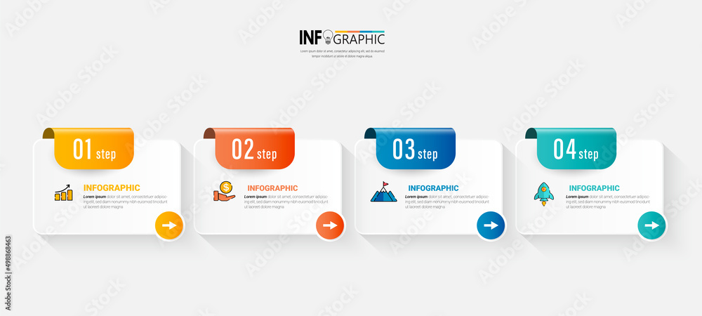 Poster infographics design template, business concept with 4 steps or options, can be used for workflow lay