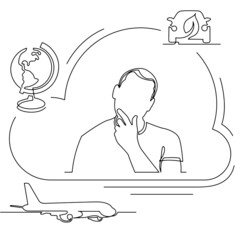 Concept visualization line icon drawing of lifestyle work life family balance