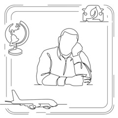 Concept visualization line icon drawing of lifestyle work life family balance