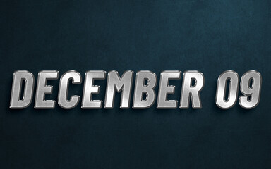 Obraz premium DECEMBER IN SILVER HIGH RELIEF LETTERS ON DARK BACKGROUND