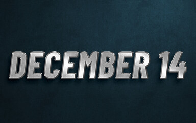 DECEMBER IN SILVER HIGH RELIEF LETTERS ON DARK BACKGROUND