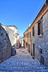 A narrow street in Nusco, a small village in the province of Avellino, Italy.