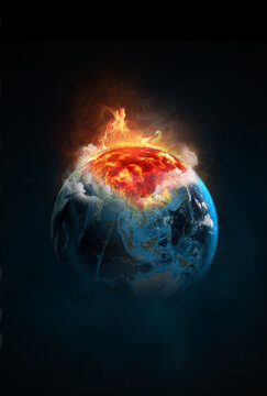 global warming, burning earth damage