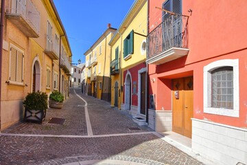 A narrow street in Nusco, a small village in the province of Avellino, Italy.