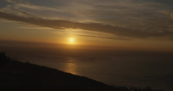 View of sun set from Lions Head Mountain in Cape Town, South Africa