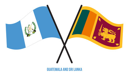 Guatemala and Sri Lanka Flags Crossed And Waving Flat Style. Official Proportion. Correct Colors.