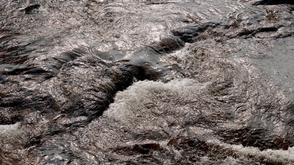 The motion blur image of water in river