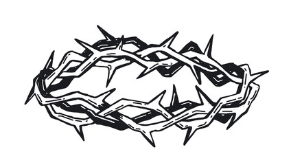 Crown of thorns hand drawn illustration on white background.	
 - obrazy, fototapety, plakaty