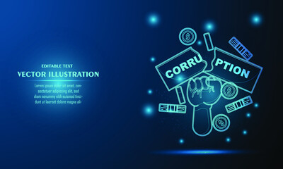 Glow anti corruption on a dark blue background of the space with shining stars