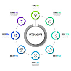 Infographic template with icons and 8 options or steps. Circle