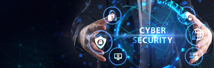 Cyber security data protection business technology privacy concept. Young businessman  select the...