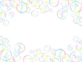 Frame full of soap bubbles drawn in digital watercolor