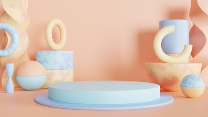 3d abstract podium product scene stand promotion with pastel color