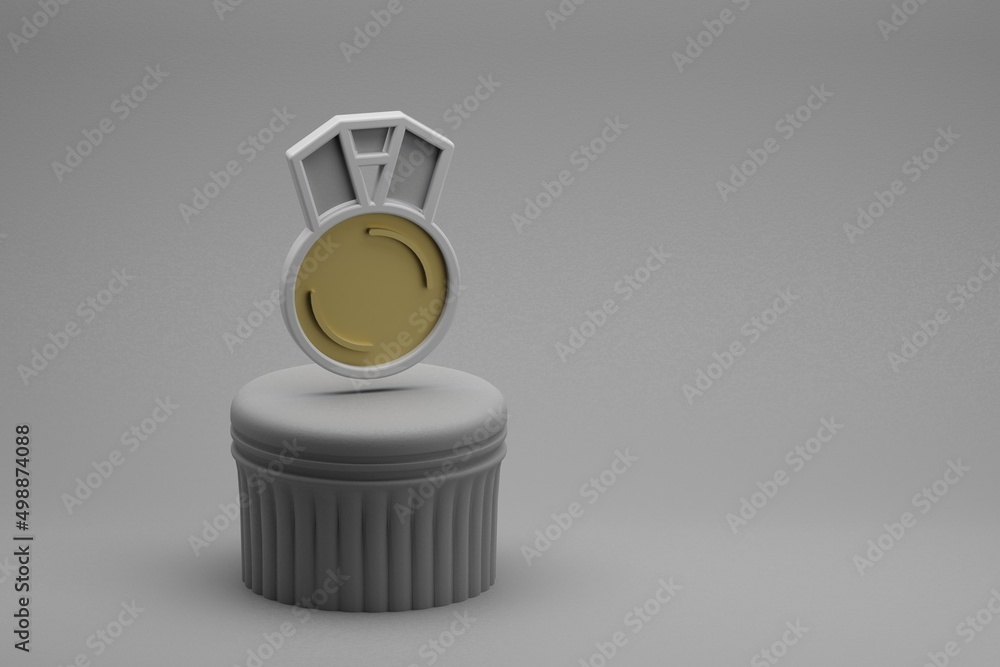 Aufkleber Beautiful abstract illustrations medal symbol icons on a column and wonderful background. 3d rendering illustration. Background pattern for design.