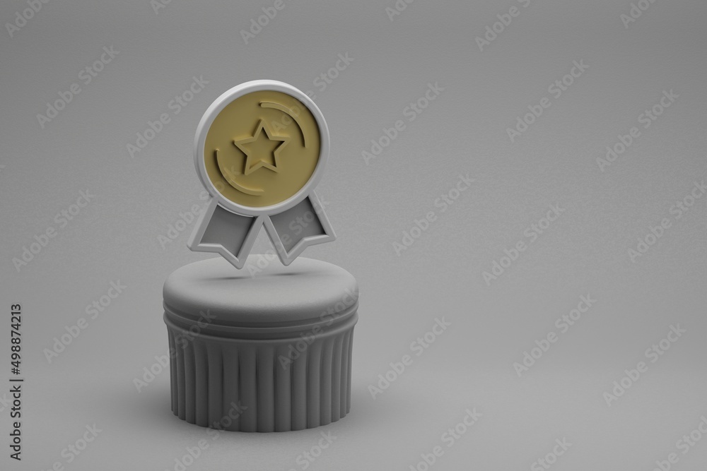 Aufkleber Beautiful abstract illustrations Star Badge  symbol icons on a column and wonderful background. 3d rendering illustration. Background pattern for design.
