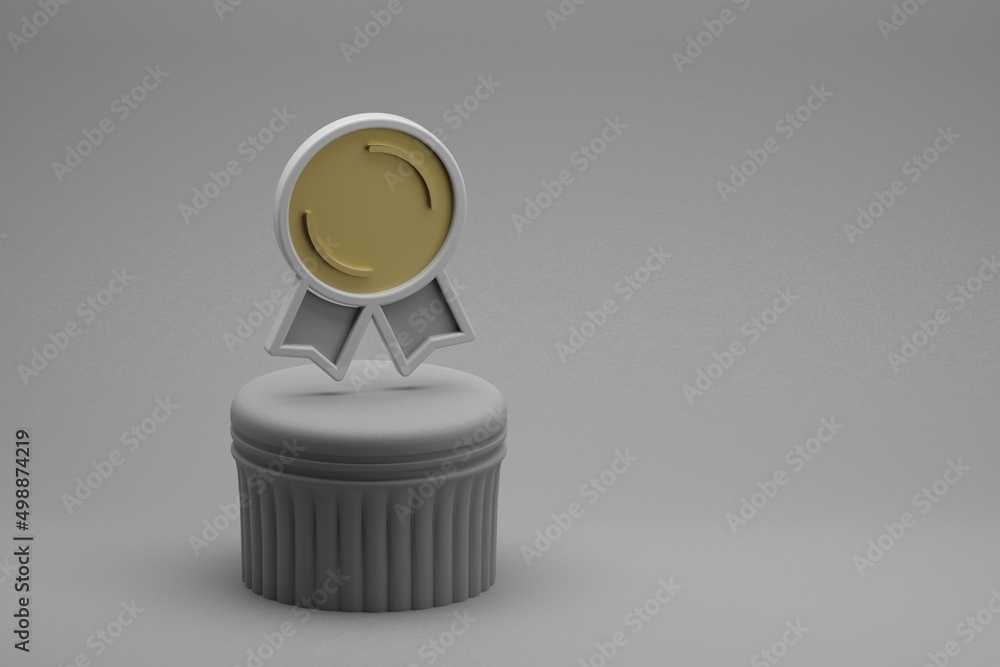 Aufkleber Beautiful abstract illustrations Badge symbol icons on a column and wonderful background. 3d rendering illustration. Background pattern for design.