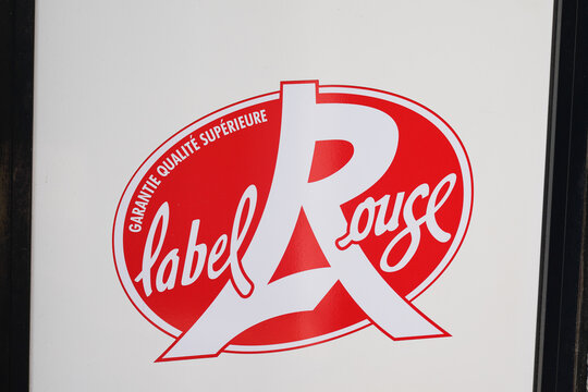 label rouge french text brand and sign logo red label good quality practice manufactured food product in france