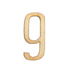 Wood number 0-9 isolated on white background.