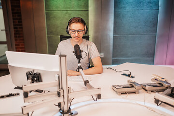 The DJ hosts the program and communicates with the audience on air at the radio station. The...