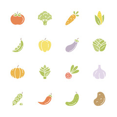 Simple set of pastel minimalistic icons of vegetable for mobile concepts and web apps. Collection modern infographic logo. Vector flat illustration.