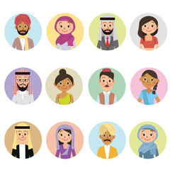 アジア人男女の集合イラストのアイコン