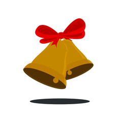 Double Bell with red ribbon illustration vector