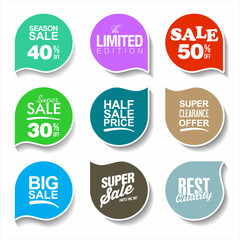 Collection of super sale stickers and tags template 