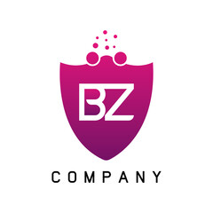 BZ Dots Letter Logo. BZ Letter Logo Design Vector with  Bubbles Purple Magenta Colors Dots.