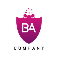 BA Dots Letter Logo. BA Letter Logo Design Vector with  Bubbles Purple Magenta Colors Dots.