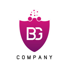 BG Dots Letter Logo. BG Letter Logo Design Vector with  Bubbles Purple Magenta Colors Dots.