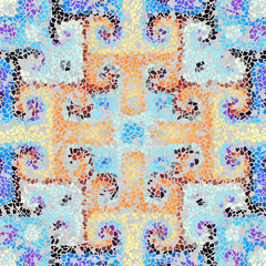 Vector seamless mosaic art pattern. Art background.