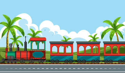 Outdoor scene with a steam locomotive train © GraphicsRF