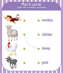 Worksheet design for matching words