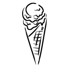 ice cream cup sketch in vintage black line illustration style for restaurant cafe menu