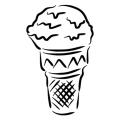 ice cream sketch in vintage black line illustration style for restaurant cafe menu