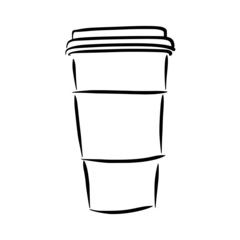 coffee cup sketch in vintage black line illustration style for restaurant cafe menu