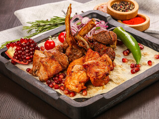 Caucasisian traditional mix grilled meat